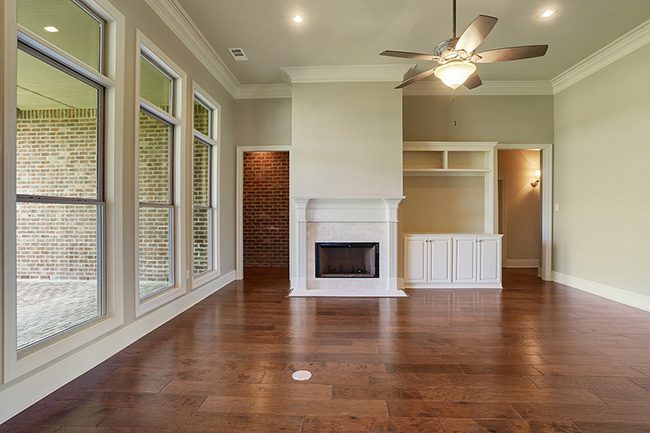 Large family room with big open windows.