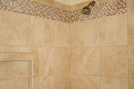 Jack and Jill shower with custom tile.