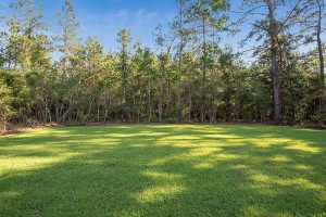 This nice backyard sits on a private lot with tons of trees as a private buffer. This is a great backyard where the homeowners can enjoy the outdoors.